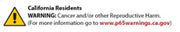Warning label for California residents about potential cancer and reproductive harm from www.p65warnings.ca.gov.