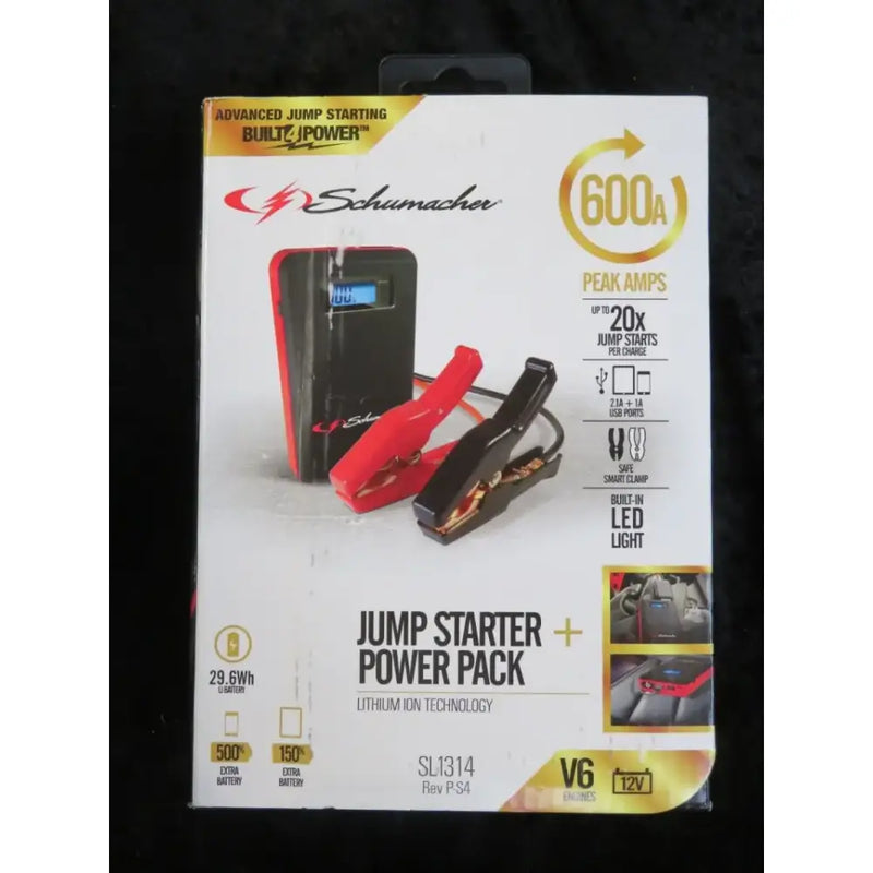 SL1314 Schumacher 600 Peak Amp Lithium Ion Jump Start - Battery Portable Starter