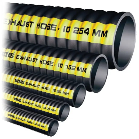 Black slang75 Vetus Rubber exhaust hoses with yellow bands for vetus rubber exhaust needs