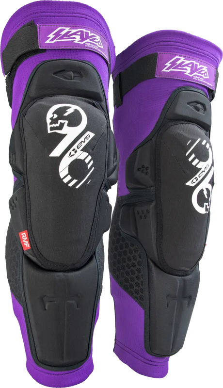 SLAYCO 96 Knee Pad L/XL product image; low profile, CE LEVEL 2 certified, RMF reactive memory foam, bio-foam, silicone grippers, HEXPRENE fabric, increased mobility, maximum airflow; ideal for freestyle MX, motocross, dual sport riders.