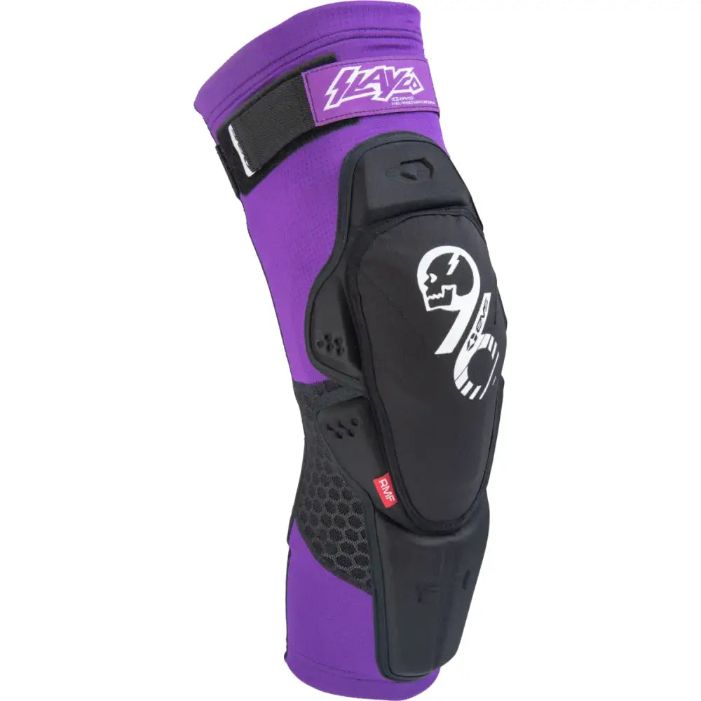 SLAYCO 96K-L/X Knee Pad, CE LEVEL 2, Reactive Memory Foam, Bio-Foam, TRAC GRIP, Purple and Black Design.
