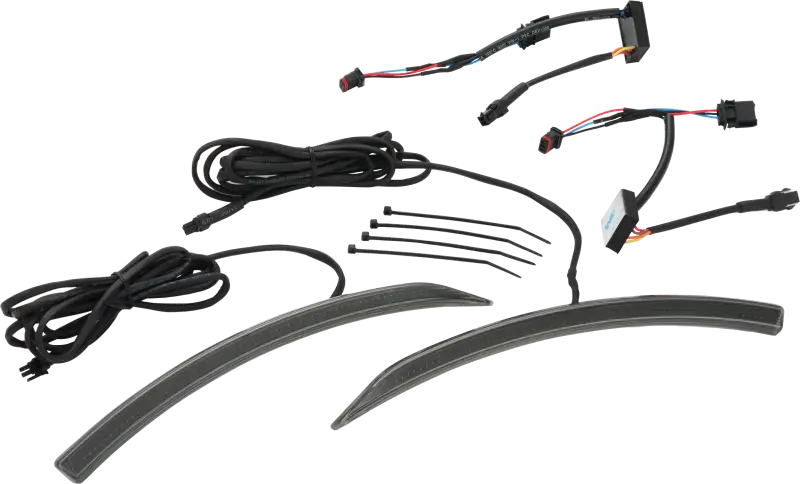 Automotive fender LED light with smoke lens and wiring harness kit for Slayer Front Fender Can