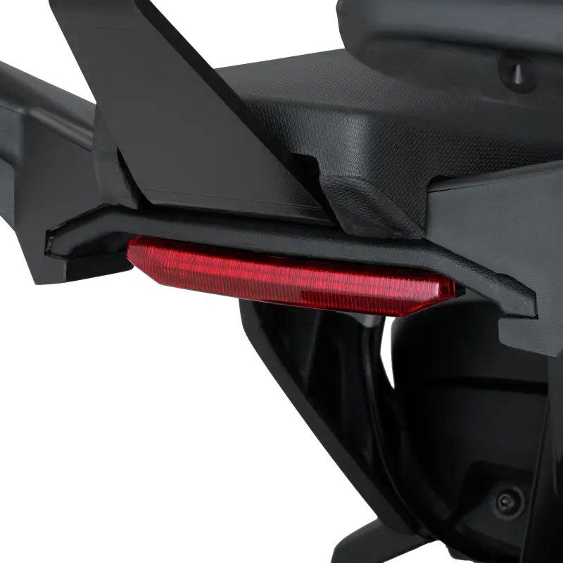 Red rectangular vehicle reflector on black frame for Slayer Under Max Mnt Rear LED brake signals