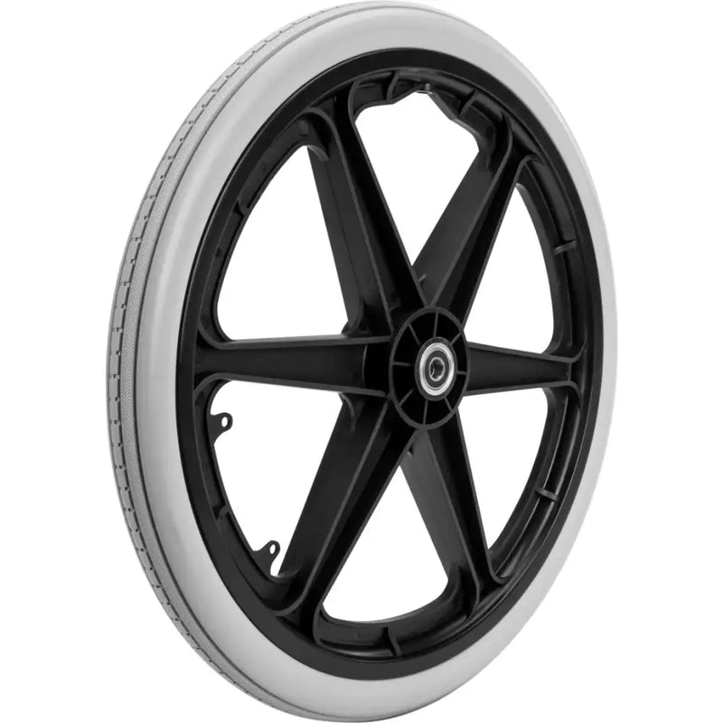 Wheelchair wheel with a white tire from the SM-12456D Big Wheel Dolly Solid Wheel