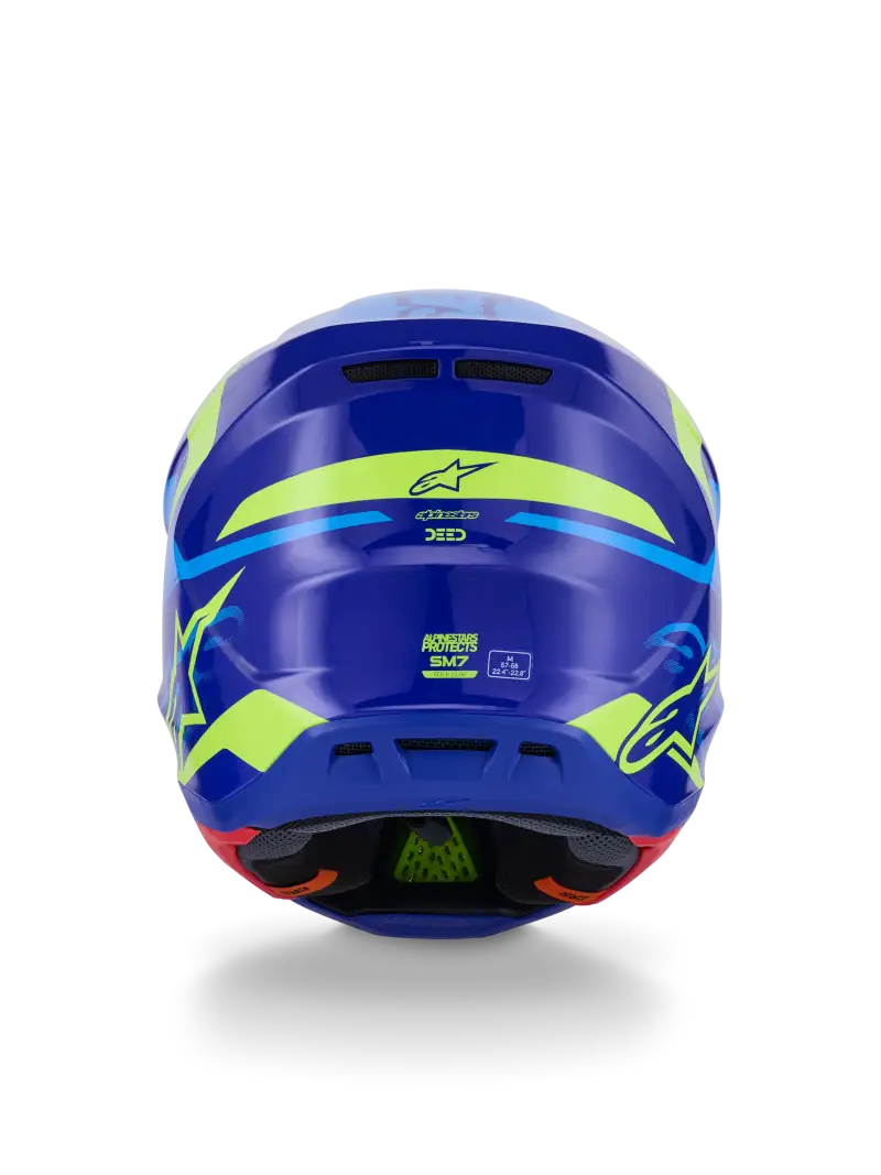 Sm7 Deed Helmet Blue/Ylw Fluo Glossy Lg - ALPINESTARS