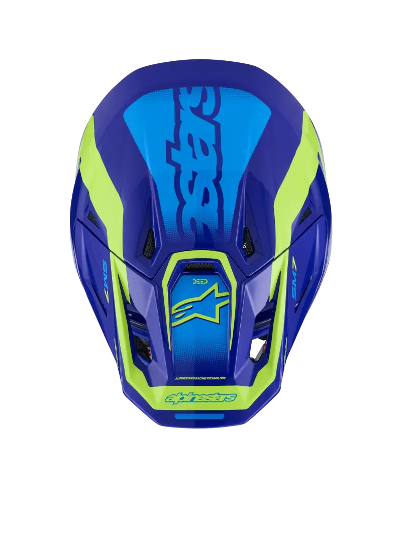 Sm7 Deed Helmet Blue/Ylw Fluo Glossy Lg - ALPINESTARS