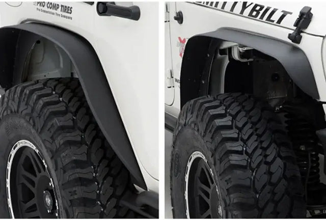 Black Smittybilt XRC Fender Flare Kit 4Pc for rugged off-road look