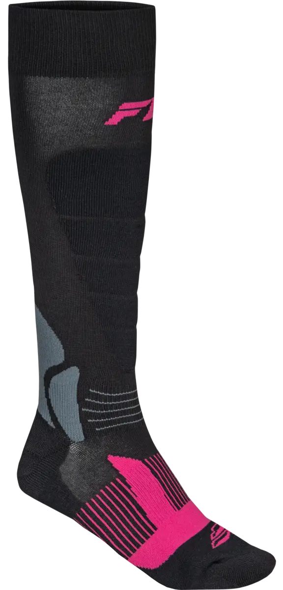 Snow Heavyweight Wool Sock Black/Pink Sm/Md - FLY RACING