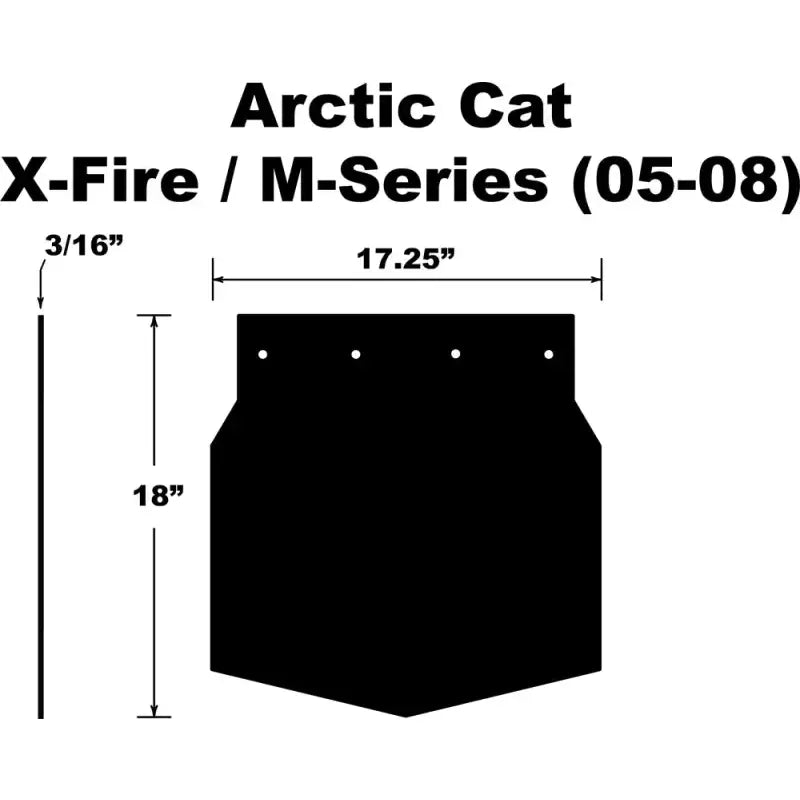 Black snowflap Arctic Cat M Series X Fire with dimensions for Snowflap Arctic Cat repair