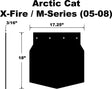 Black snowflap Arctic Cat M Series X Fire with dimensions for Snowflap Arctic Cat repair