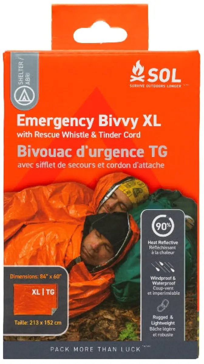 Sol 2 Person Emergency Bivvy W/ Rescue Whistle 4/Pk