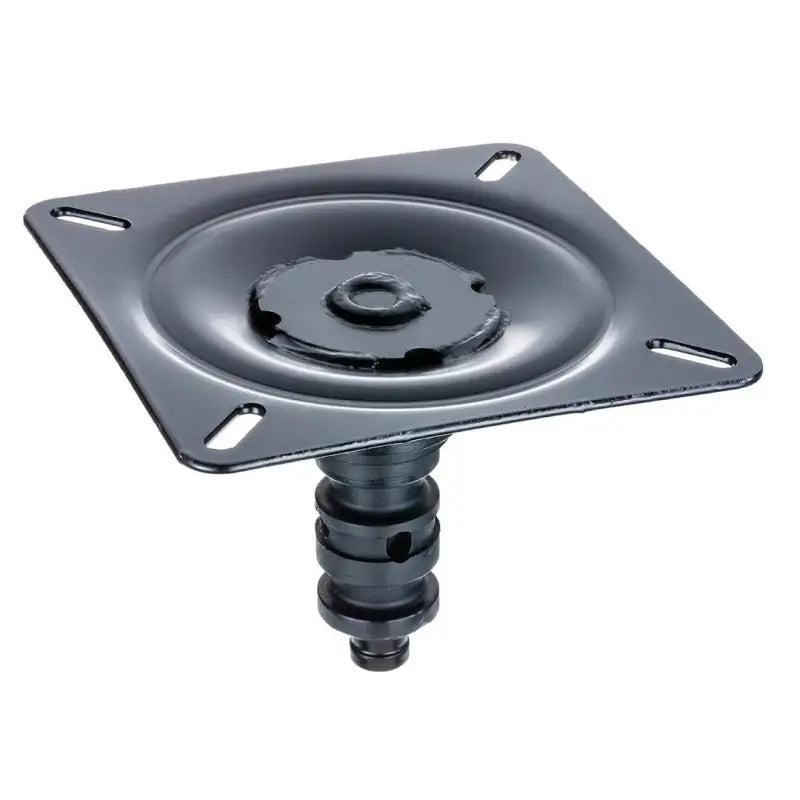 Black metal swivel chair base with snap lock for Attwood Marine Snap seat mount