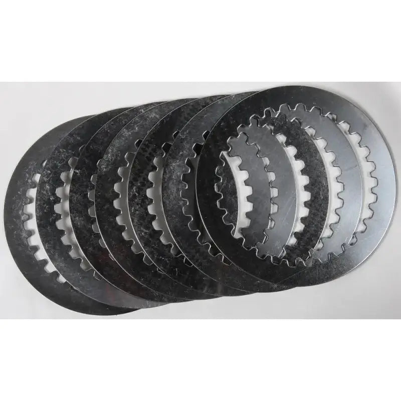 Stack of new steel clutch plates with internal teeth for sp073-7-001 high production tolerances