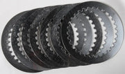 Stack of new steel clutch plates with internal teeth for sp073-7-001 high production tolerances