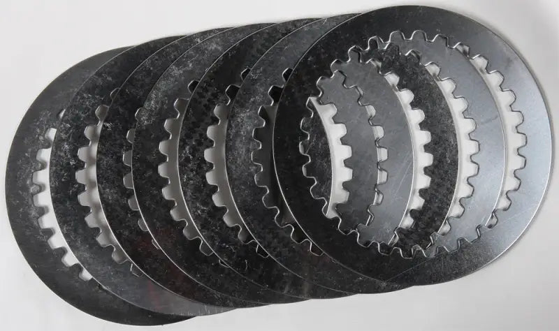 Stack of new steel clutch plates with internal teeth for sp073-7-001 high production tolerances
