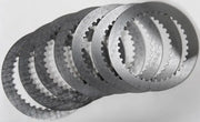 Stack of seven steel friction plates with internal gear teeth for sp095-8-001 high production tolerances