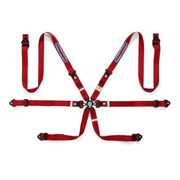 Red racing harness from Sparco Belt Martini-Racing 6 Pt.3-4in Reg A for racing safety