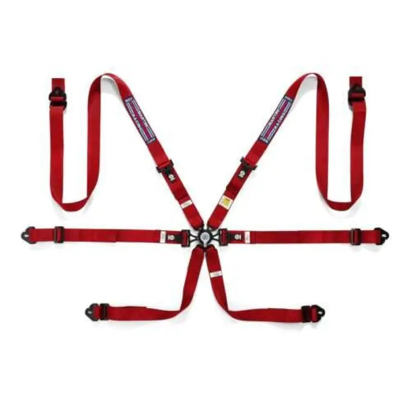 Red racing harness from Sparco Belt Martini-Racing 6 Pt.3-4in Reg A for racing safety