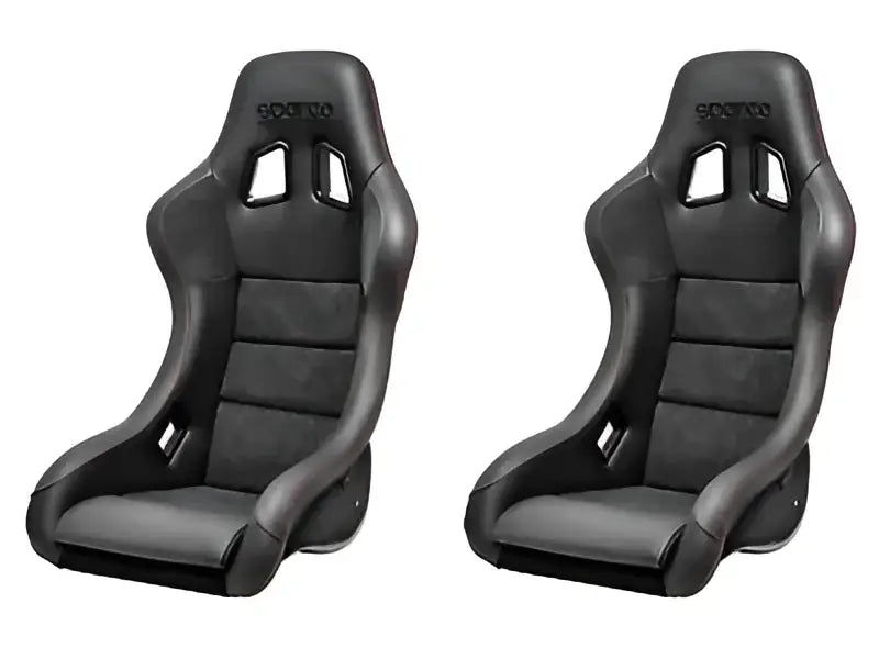 Two black red racing seats from Sparco QRT-C Carbon Black/Red series