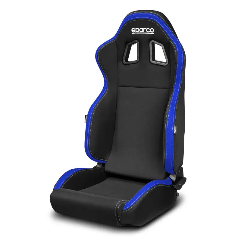 Sparco Seat R100 Black/Blu - 009014NRAZ showcasing sleek black and blue design, high-performance racing seat for ultimate comfort and style.