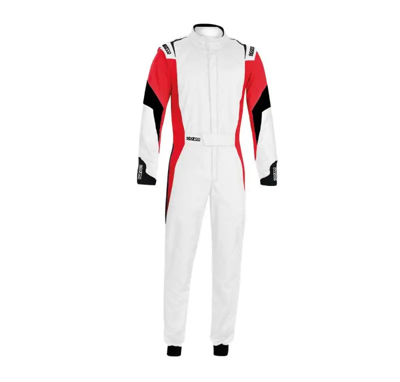 White, red, and black Sparco Suit Competition 58 for race days