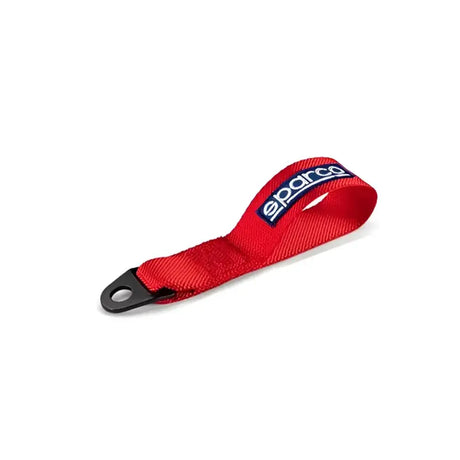Red fabric tow strap with black metal loop for sparco tow hook FIA Martini-Racing Red