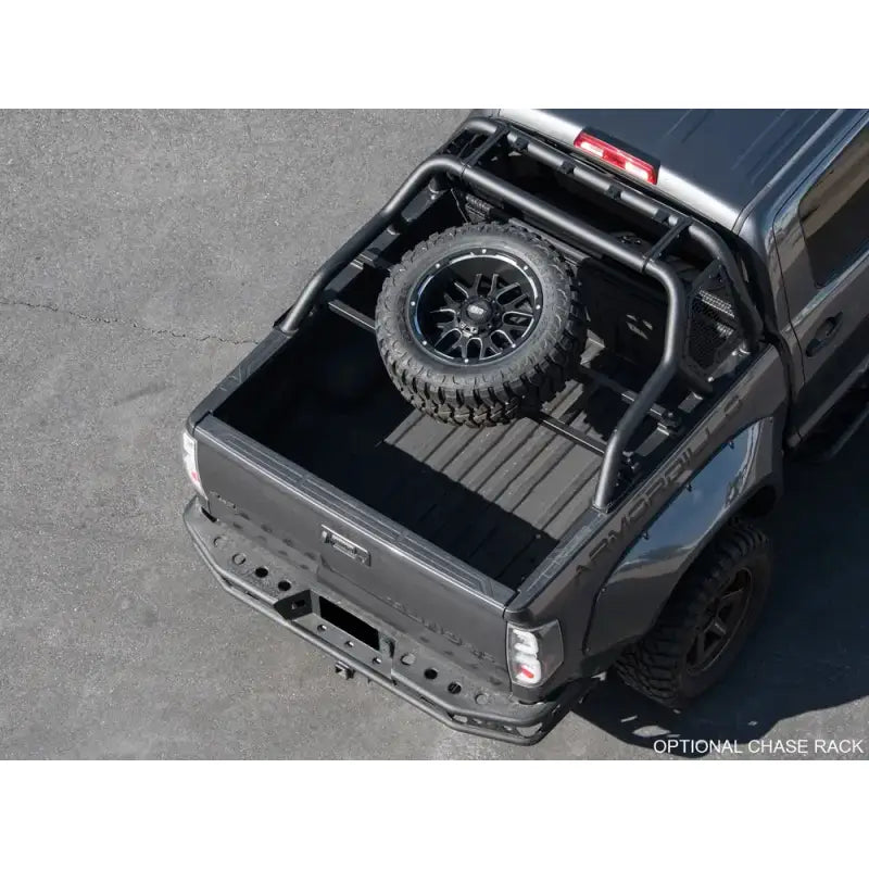 Spare Tire Carrier Truck Bed Bar Mount; 37 Inch Tire; Black; Steel; Direct Fit; Requires Armordillo - & Automotive