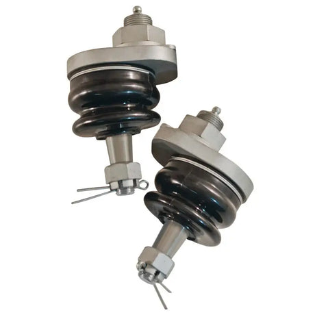 Two metal and black rubber insulators for SPC Performance replacement ball joints