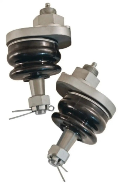 Two black and silver insulators from SPC Performance Upgraded Ball Joint Kit for SPC Arms