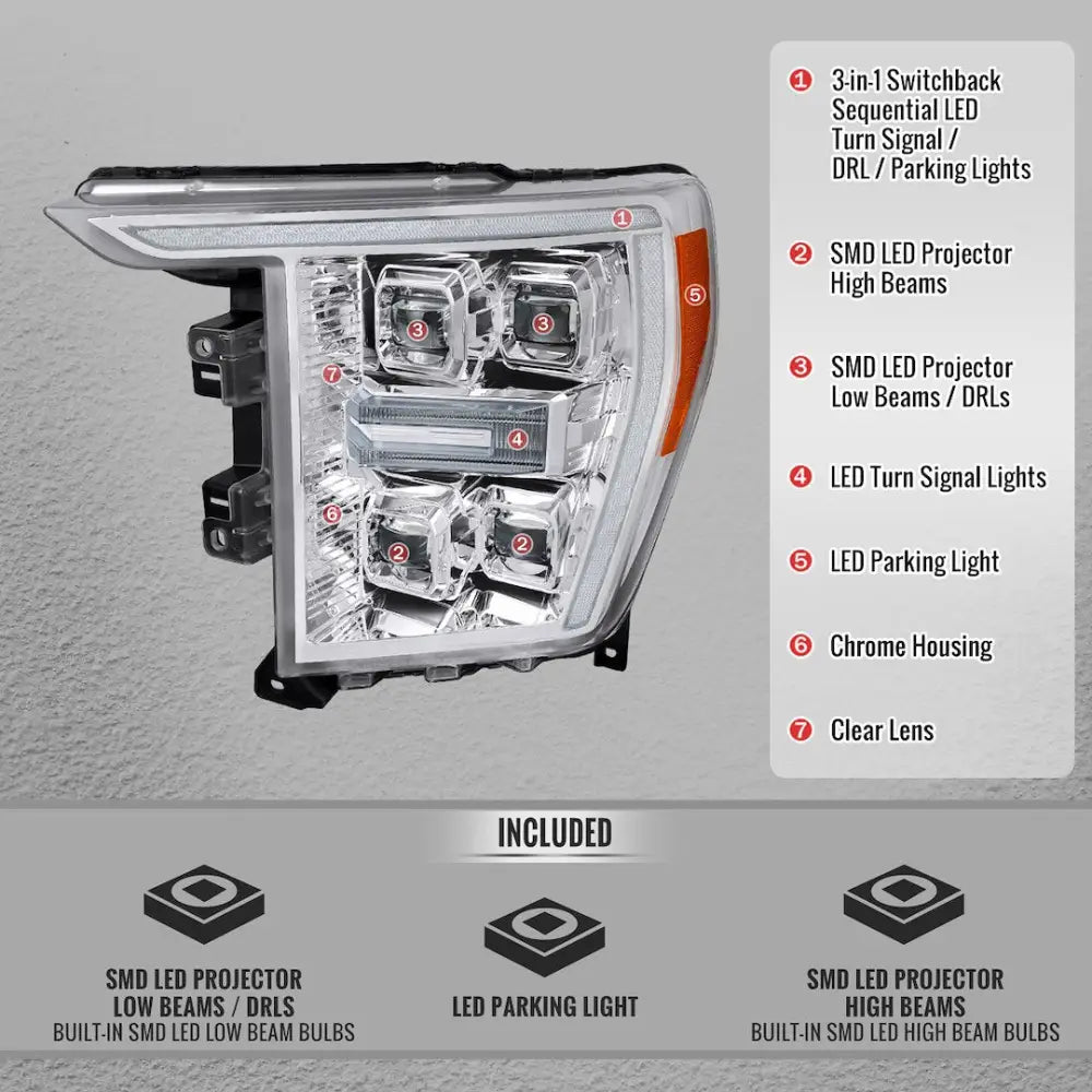 Spec-D Tunin 2LHE-F15021L-SQ-RS Headlight Assembly - White