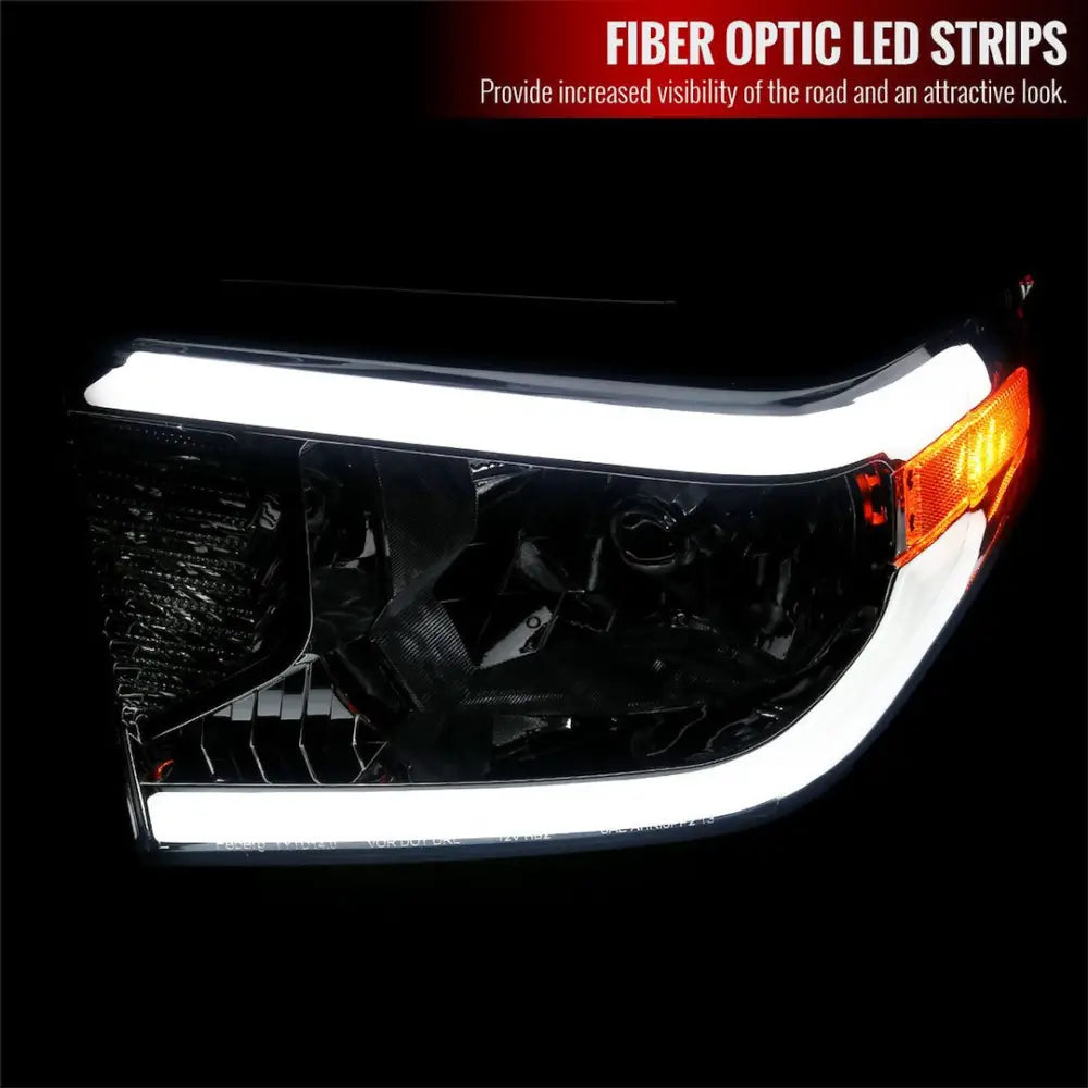 Spec-D Tunin Features Fiber Optic LED Bars Headlight Assembly 2LH-TUN14G-G3-GO - Chrome OE Headlights Bar