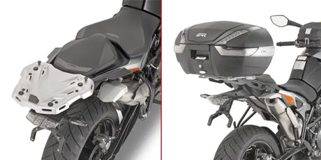 Motorcycle rear luggage rack and top case for KTM with mounting hardware, ideal RV and truck parts