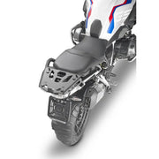 Motorcycle with rear luggage rack and passenger seat, ideal for BMW with mounting hardware