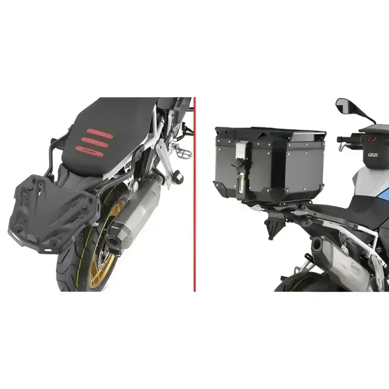 Motorcycle luggage system with mounting hardware for BMW Specific Rear Rack Monokey Black