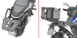 Motorcycle luggage carriers on Black BMW rear rack with mounting hardware for RV & truck parts