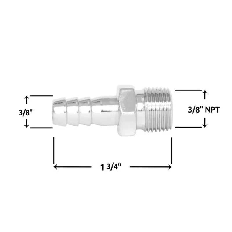 Spectre Fuel Fitting 3/8in. Hose Barb NPT Threads - Chrome 
