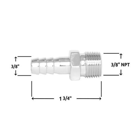 Spectre Fuel Fitting 3/8in. Hose Barb NPT Threads - Chrome 