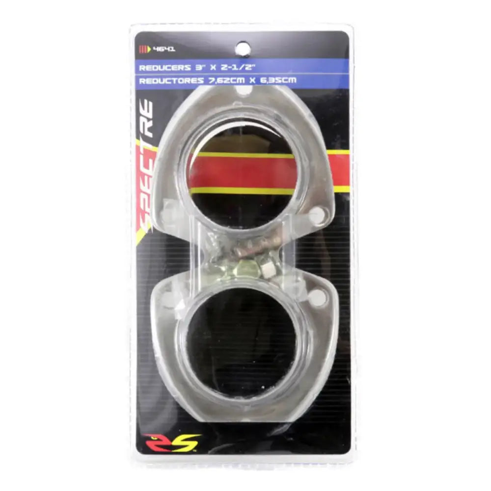 Two exhaust reducers in packaging for the Spectre Header Reducer Kit - 3in