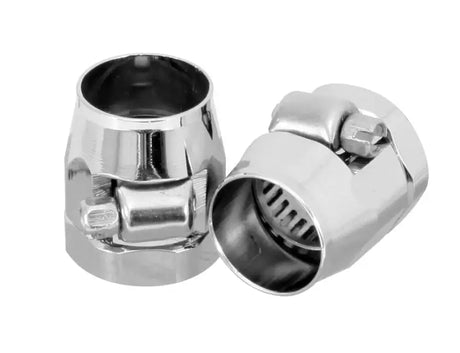 Two chrome spectre magna-clamp hose clamps for secure fastening of hoses