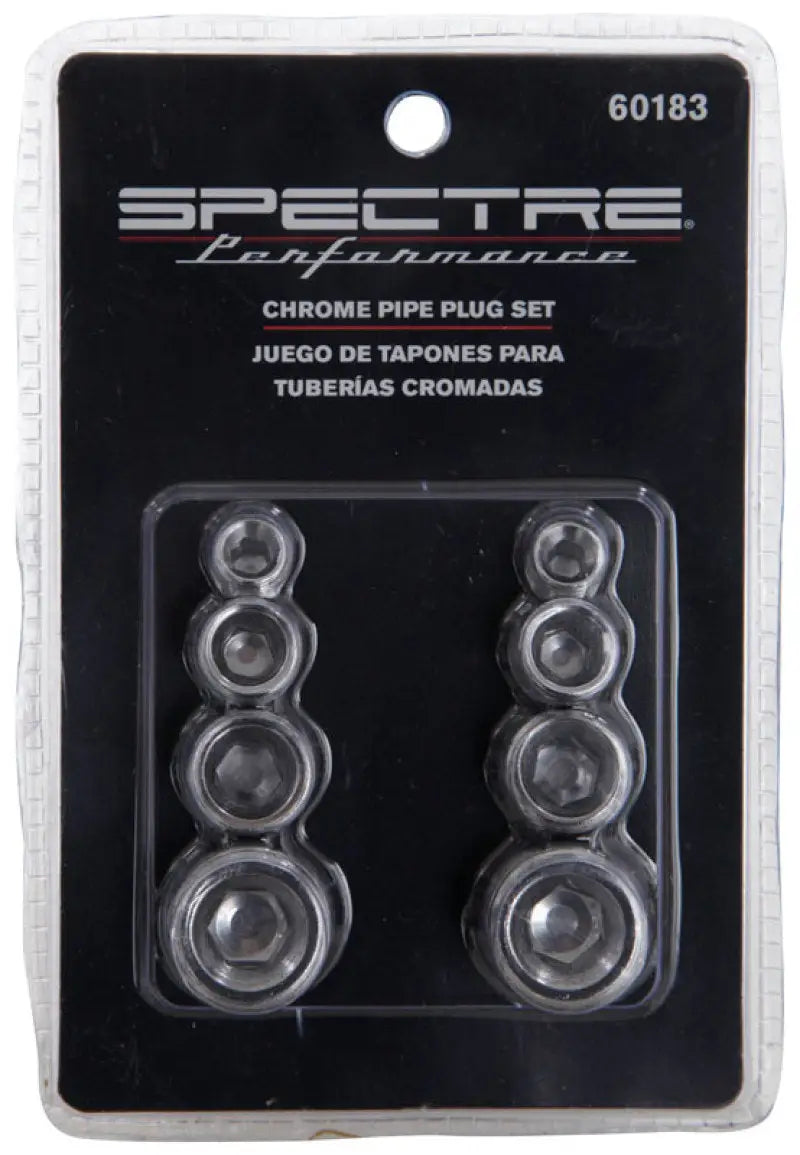 Spectre Pipe Plug Kit - Includes (2) 1/8in. / (2) 1/4in. / (2) 3/8in. / (2) 1/2in. Plugs - Chrome 