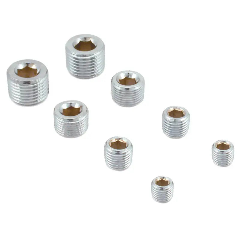 Spectre Pipe Plug Kit - Includes (2) 1/8in. / (2) 1/4in. / (2) 3/8in. / (2) 1/2in. Plugs - Chrome 