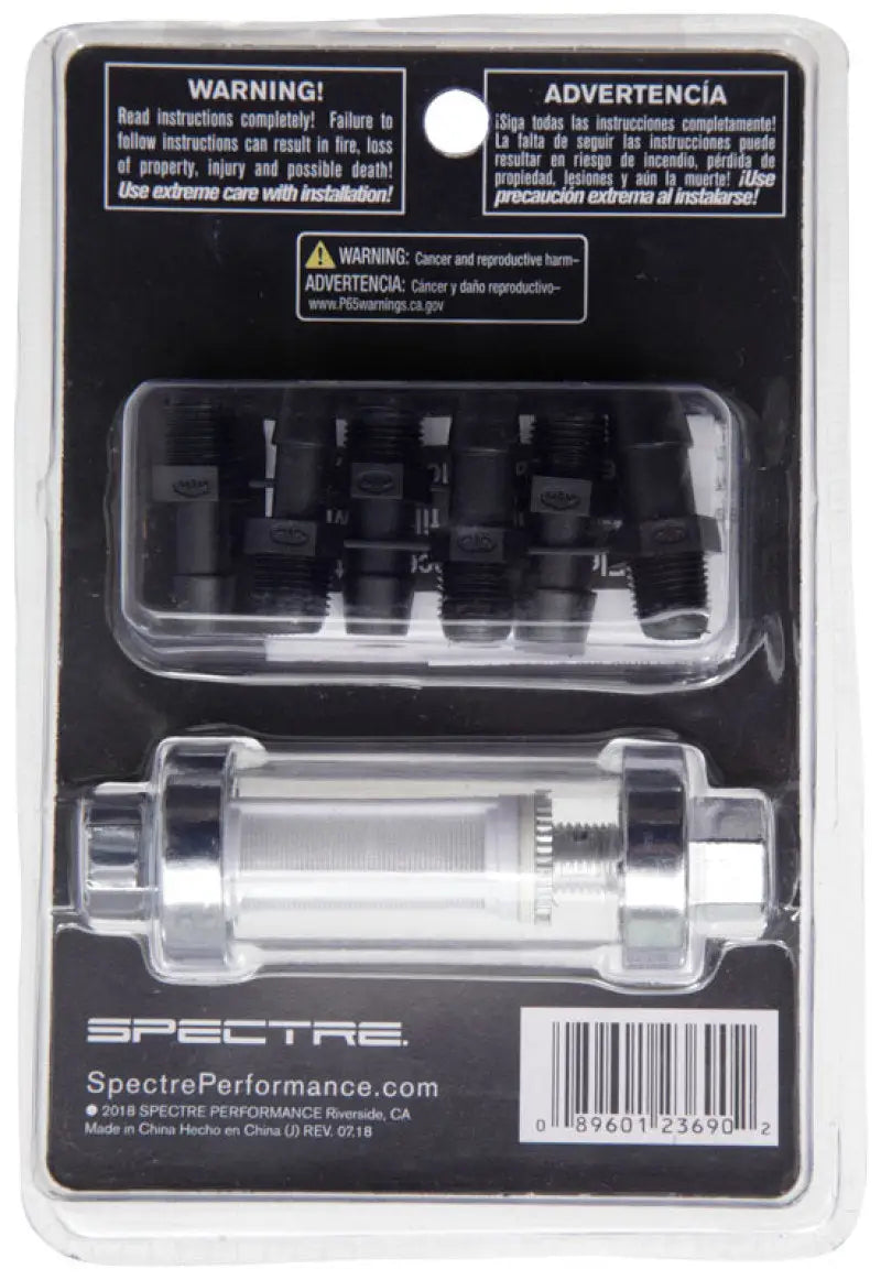 Spectre Premium Clearview Fuel Filter (Incl. 1/4in. / 5/16in. / 3/8in. Barb Fittings) - Truck & Automotive
