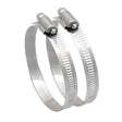 Two metal Spectre Worm Gear Hose Clamps for secure gear hose connections