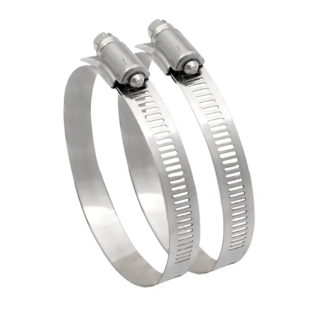 Two metal Spectre Worm Gear Hose Clamps for secure gear hose connections