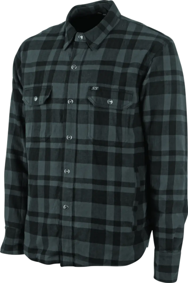 Gray and black plaid moto shirt for strength black and grey style - Small size