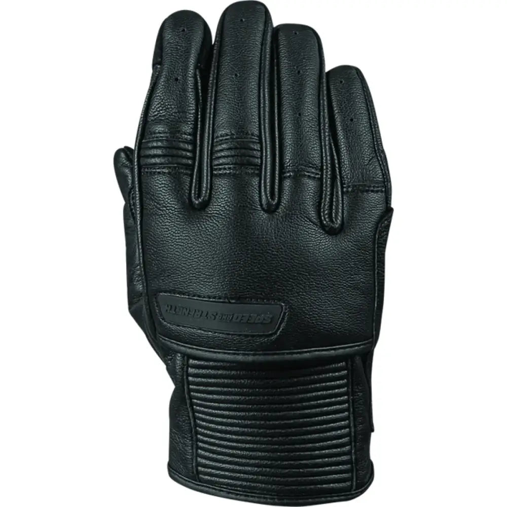 Black leather motorcycle glove from Speed and Strength Off the Chain Leather Gloves collection