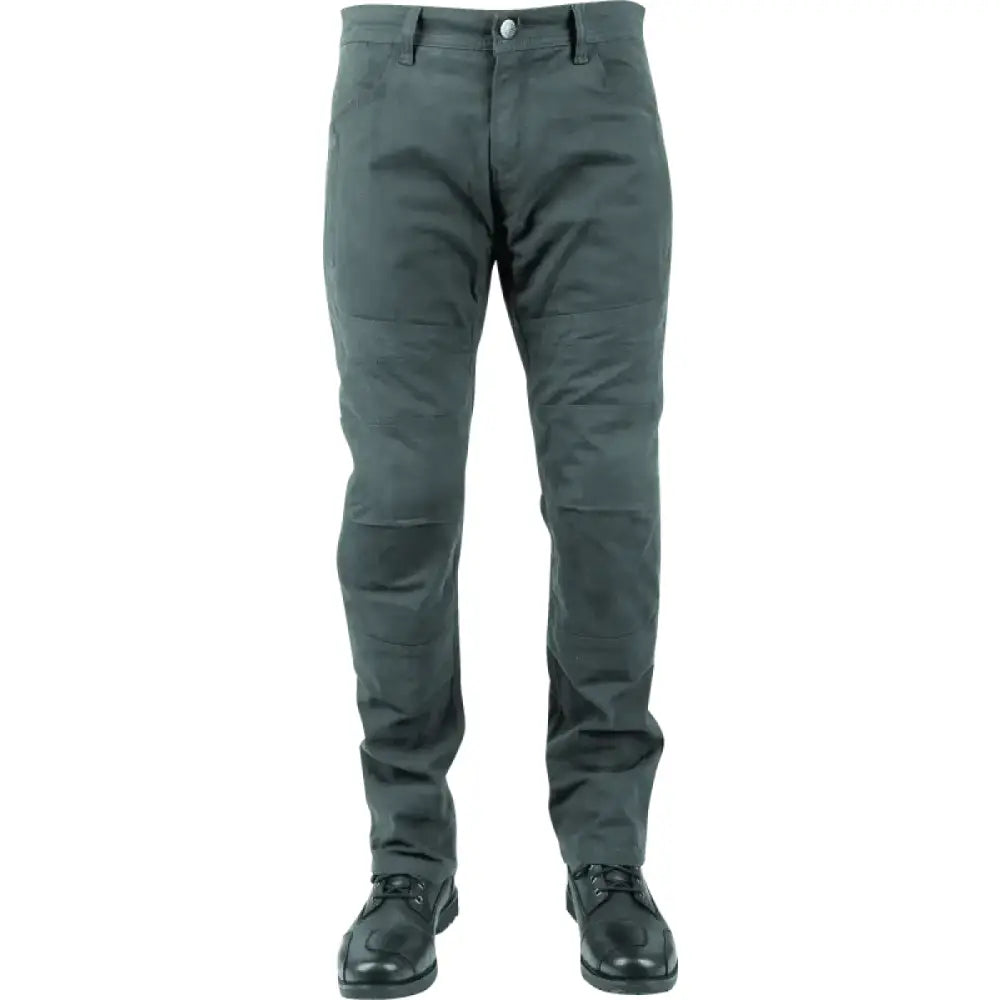Gray motorcycle pants featuring strength dogs design in war pant charcoal size 40 X 32