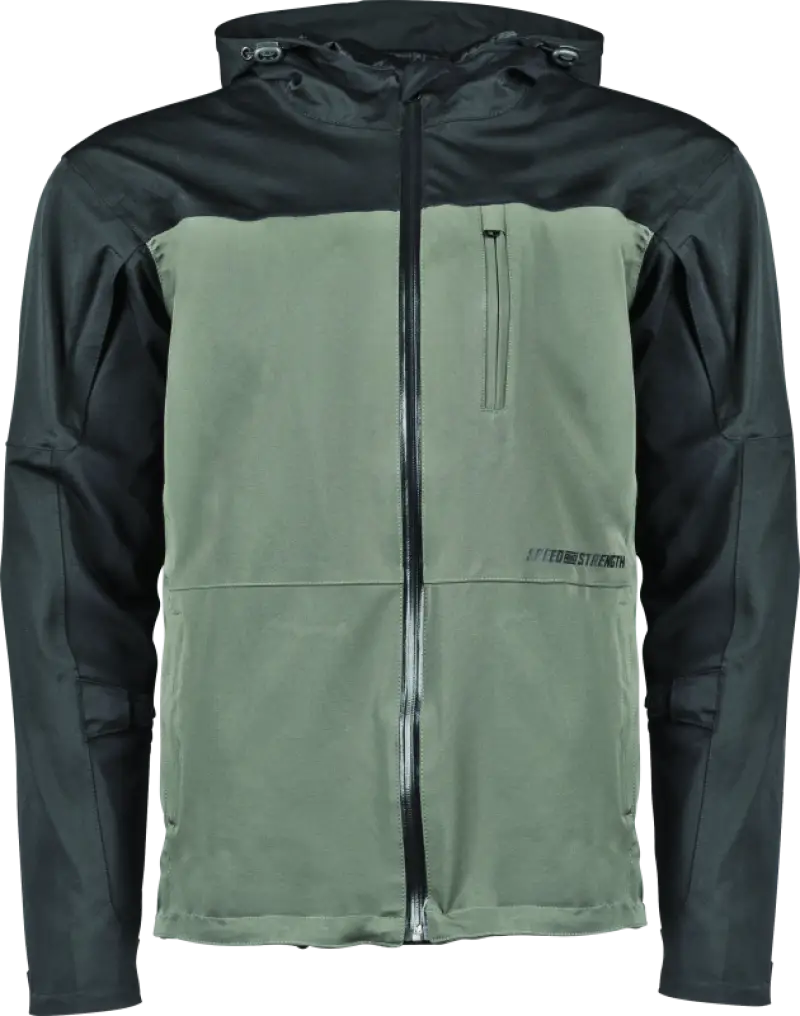Two-tone Hooded Rain Jacket Black Olive from Speed and Strength Fame and Fortune series