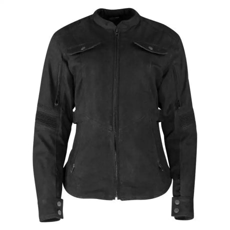 Black zippered jacket with collar for Speed and Strength Fast Times Leather Boots style