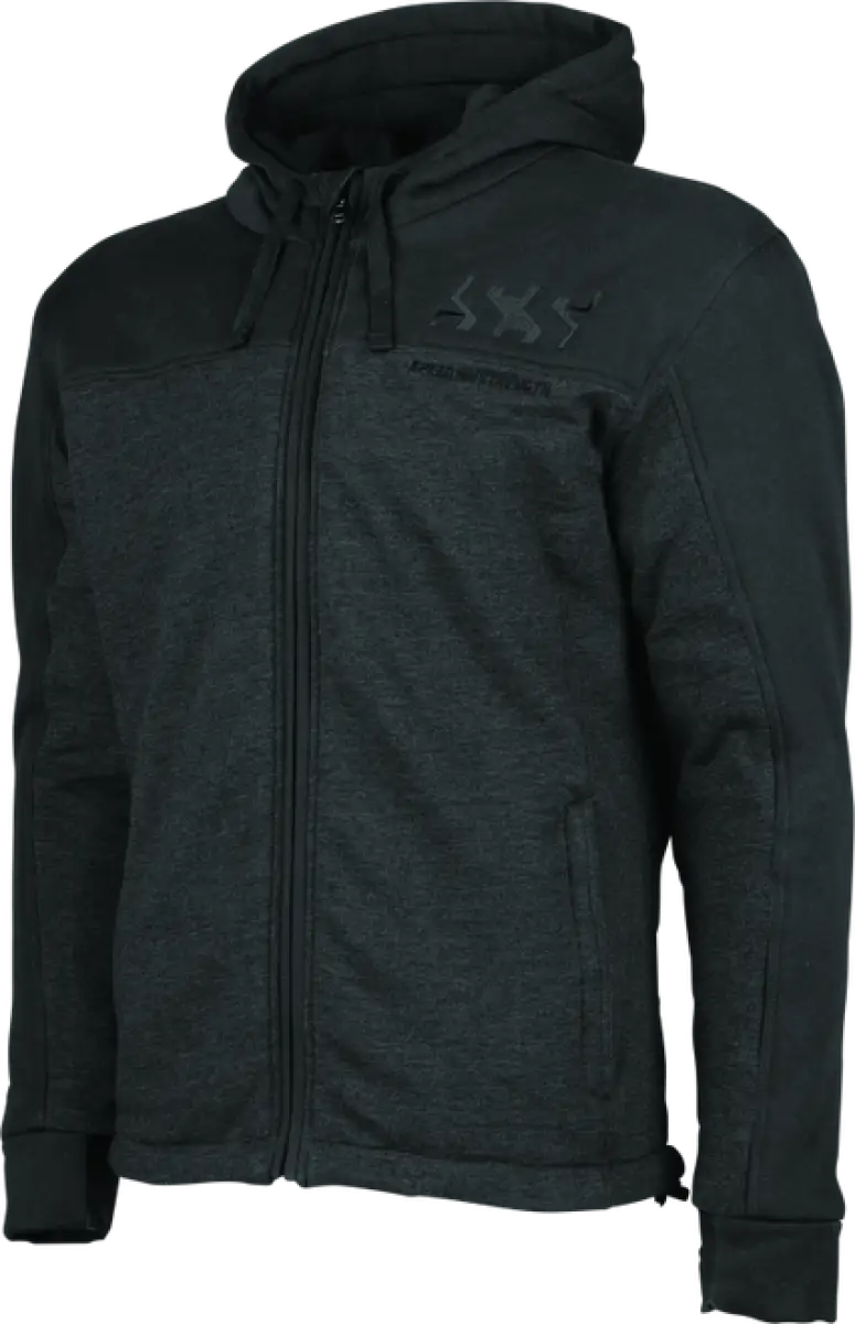 Dark hooded zip-up armored hoody, Strength Hammer style, in black 2XL